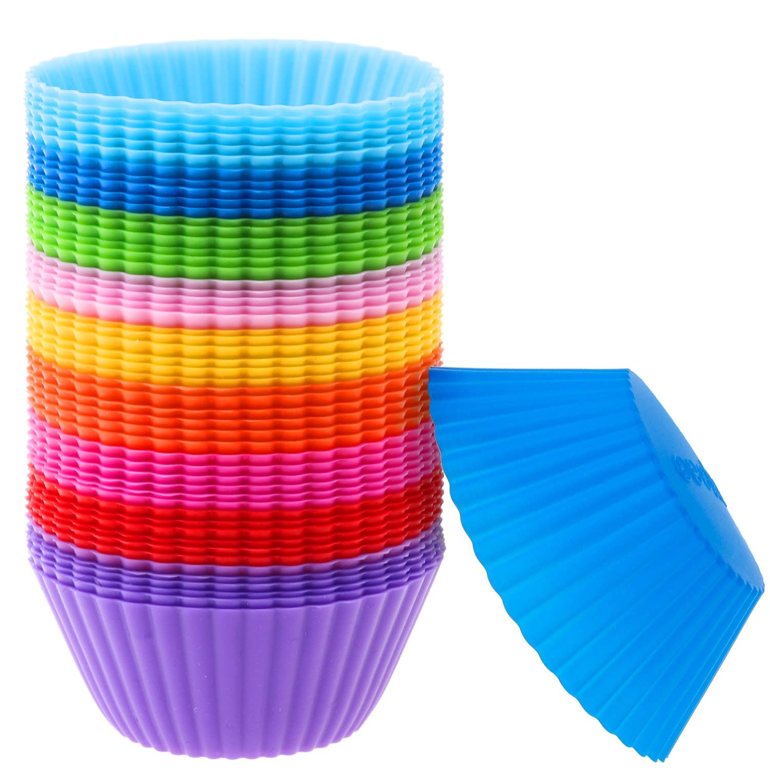 Cápsulas Selizo para muffins silicona arcoíris, reutilizables y fáciles de usar.