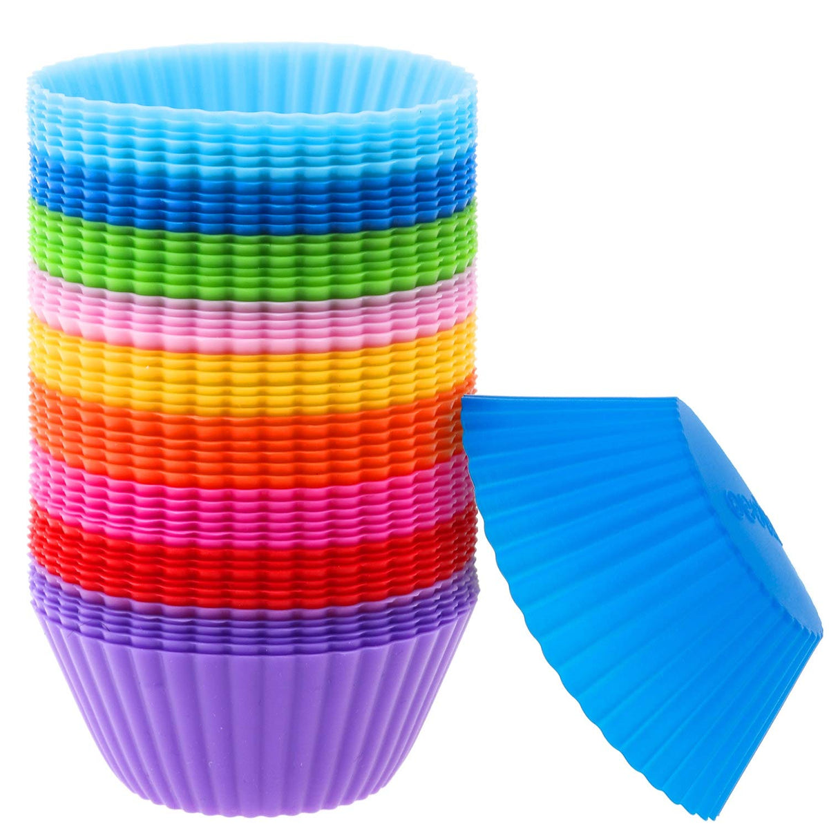 Cápsulas Selizo para muffins silicona arcoíris, reutilizables y fáciles de usar.
