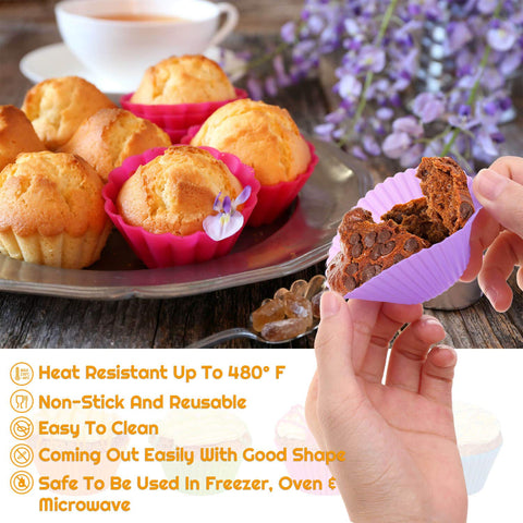 Forros para muffins de silicona multicolor Selizo, reutilizables para hornear.