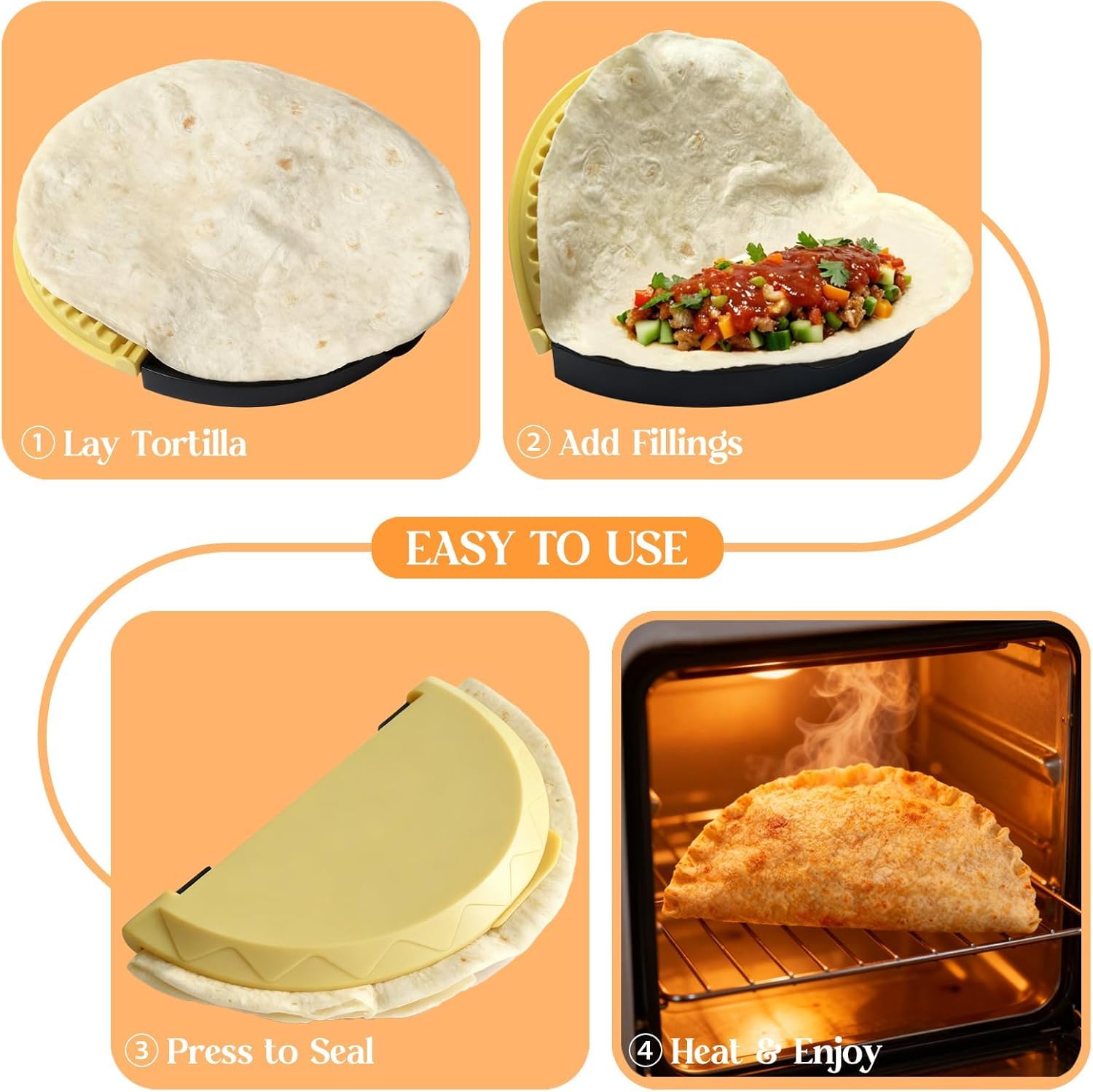 Quesadillas selladas con bordes perfectos por el sellador 3 en 1