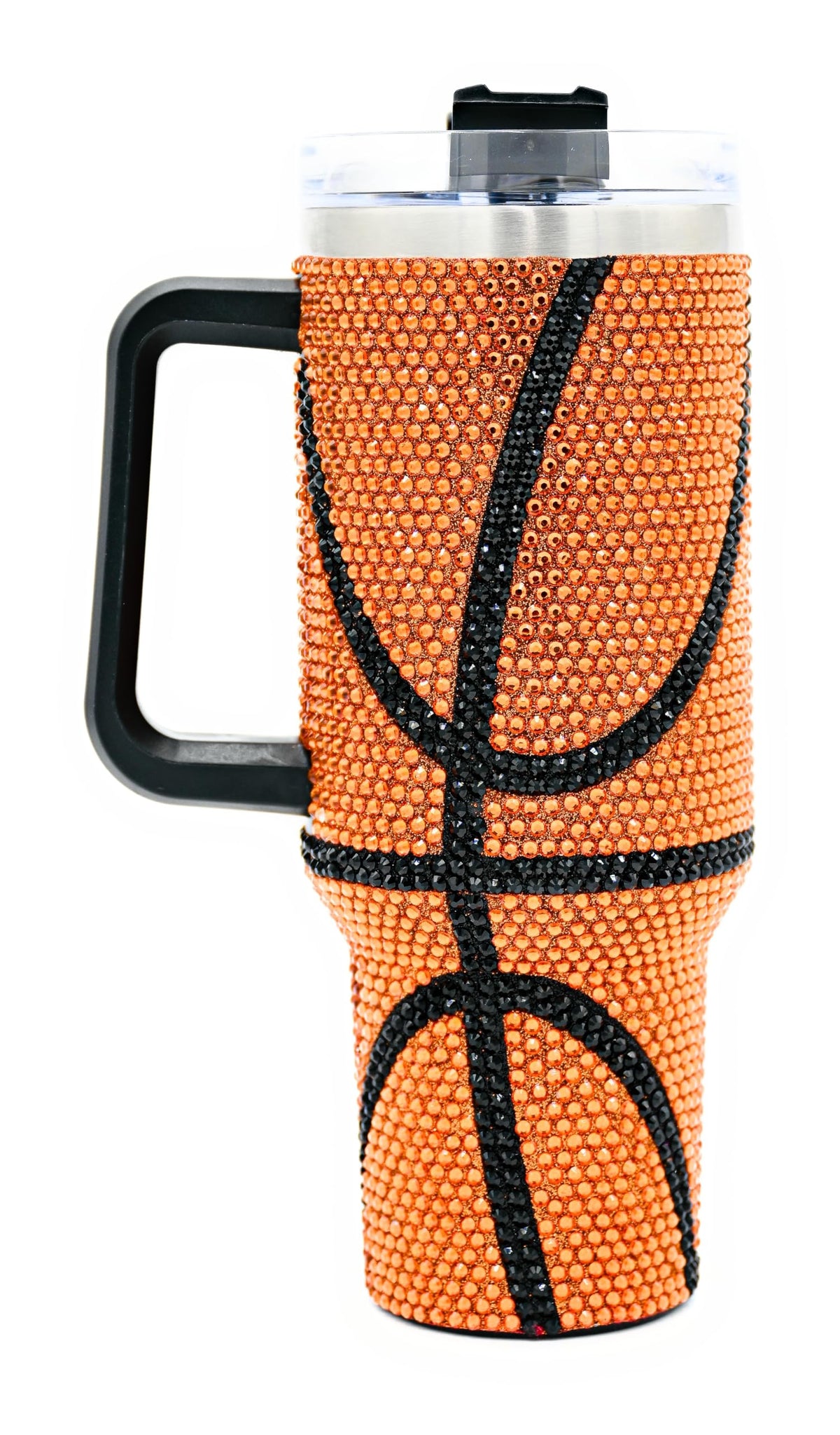 SEM LIFE Vaso Bling con asa baloncesto 40oz, ideal para entrenamientos y hidratación.