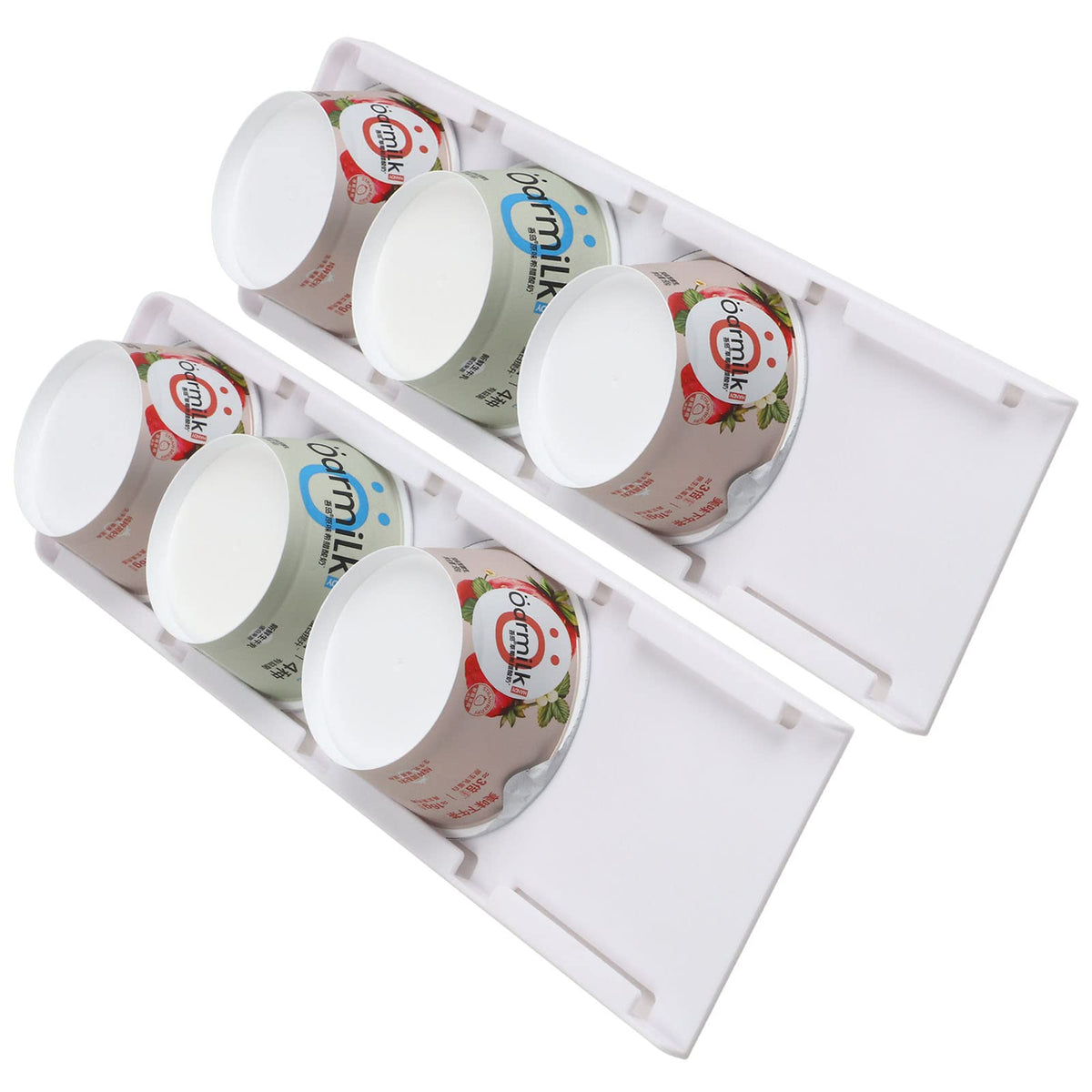 Semcide organizador de yogur en la nevera, deslizante para 4 yogures, ahorro de espacio.