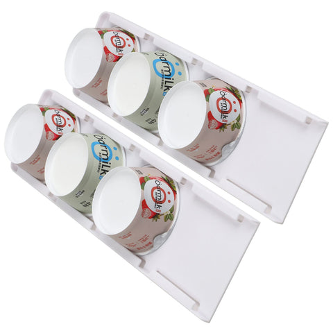 Semcide organizador de yogur en la nevera, deslizante para 4 yogures, ahorro de espacio.