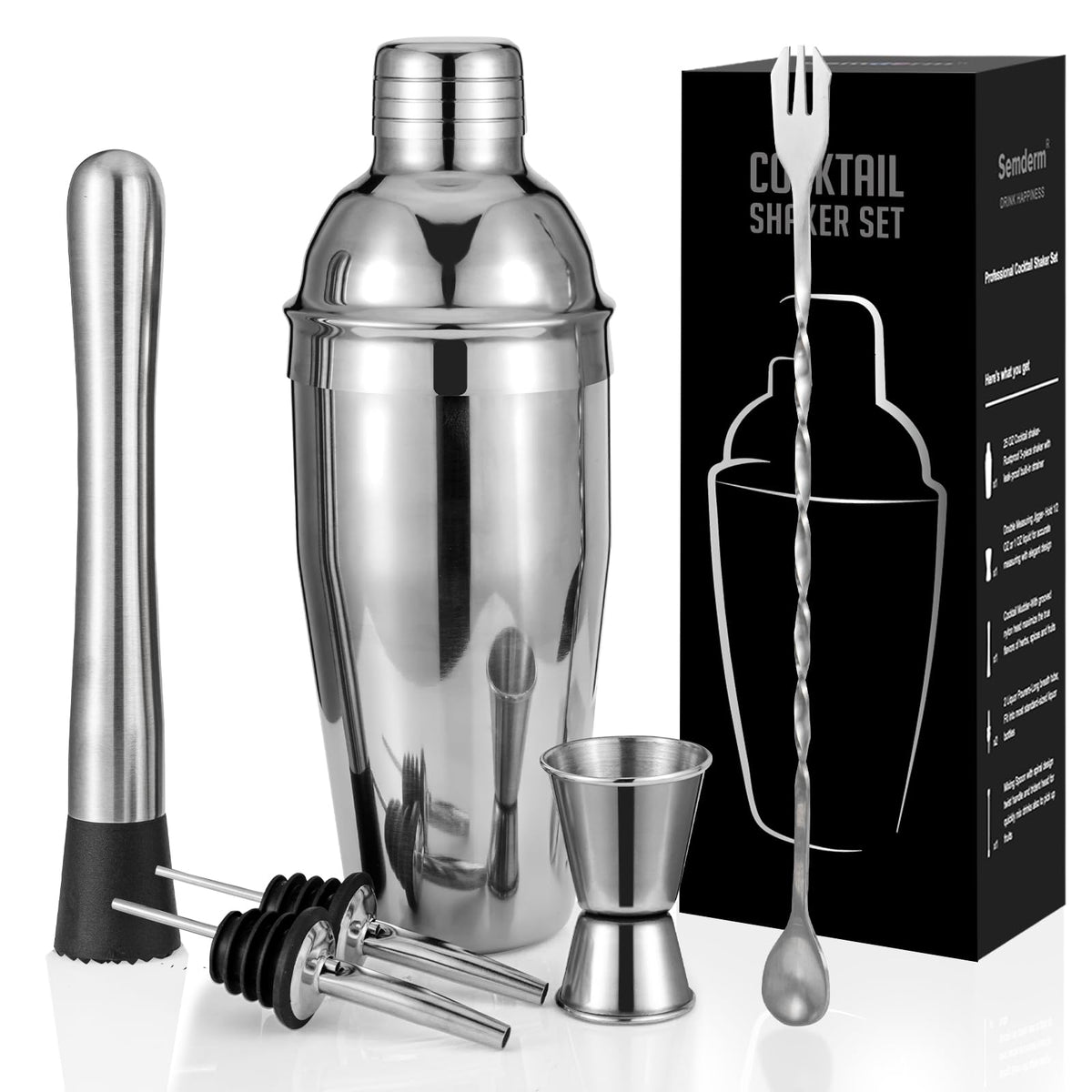 Semderm coctelera 24oz en acero inoxidable, diseño robusto para cocteles sin goteos