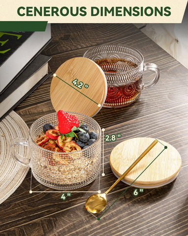 Semderm taza de vidrio apilable para ahorro de espacio.