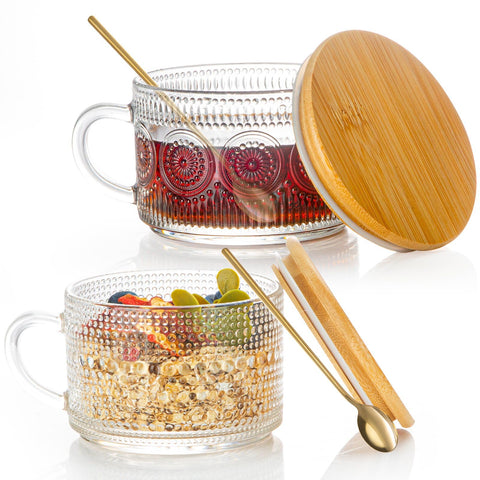 Semderm tazas de vidrio vintage con asa ergonómica para un agarre cómodo.