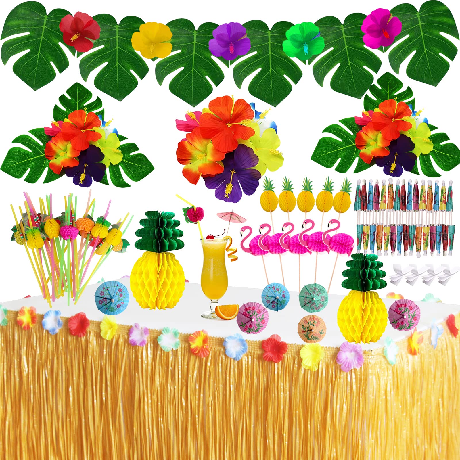 SEMETOR falda de mesa cesped artificial 9 pies para ambientar una fiesta tropical
