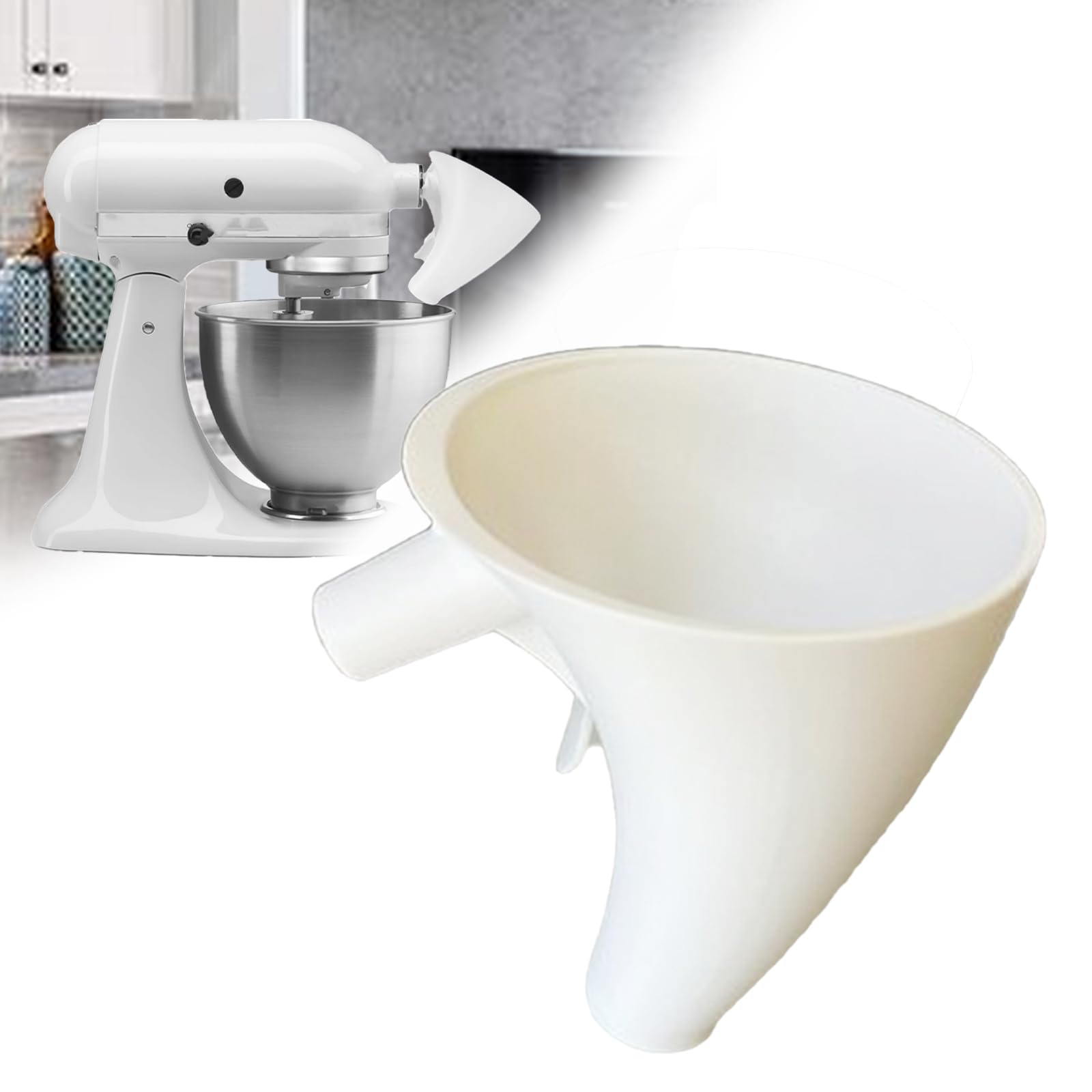 Semihacker embudo para KitchenAid KSM150 con encaje preciso que evita derrames.