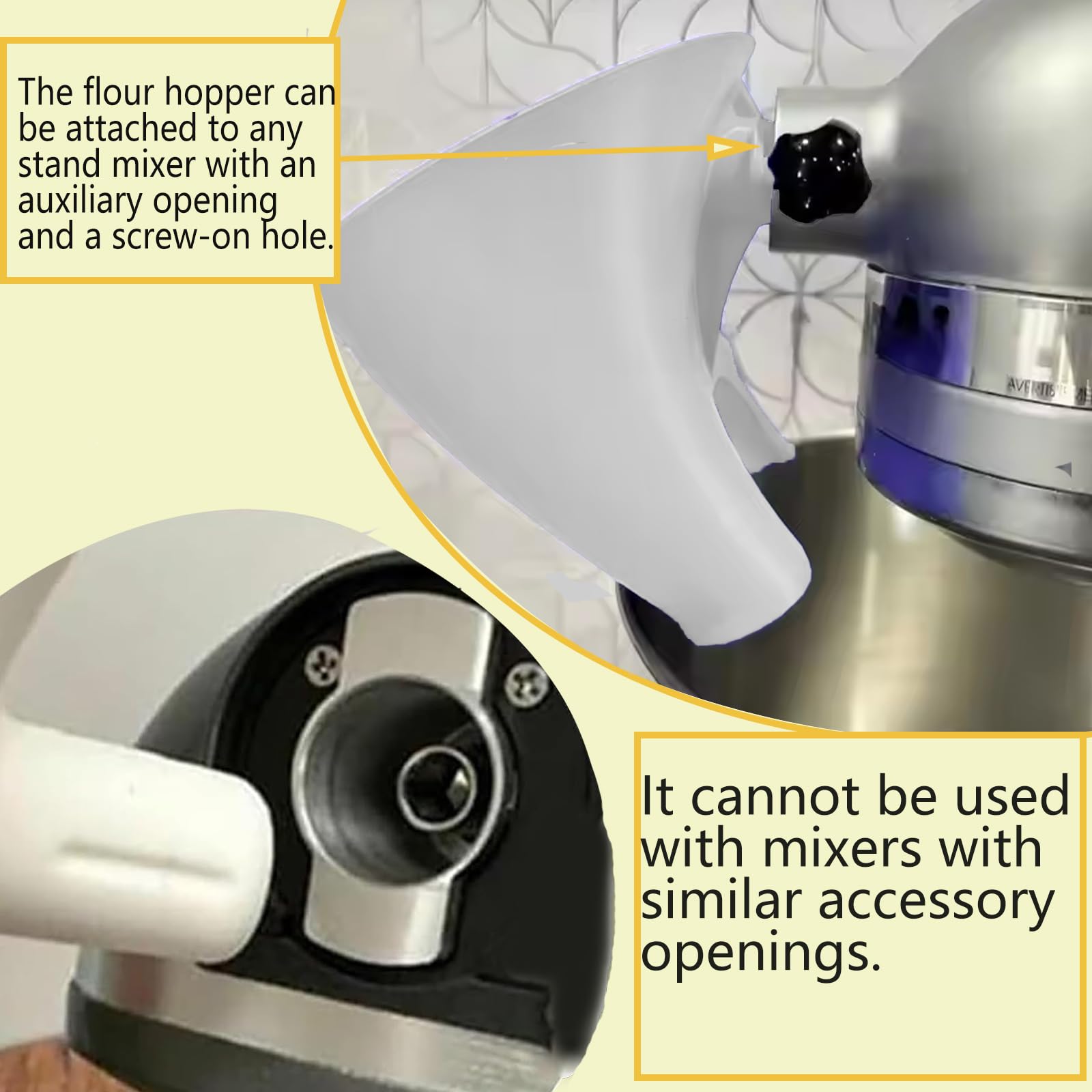 Semihacker embudo para KitchenAid KSM150, materiales seguros para alimentos.