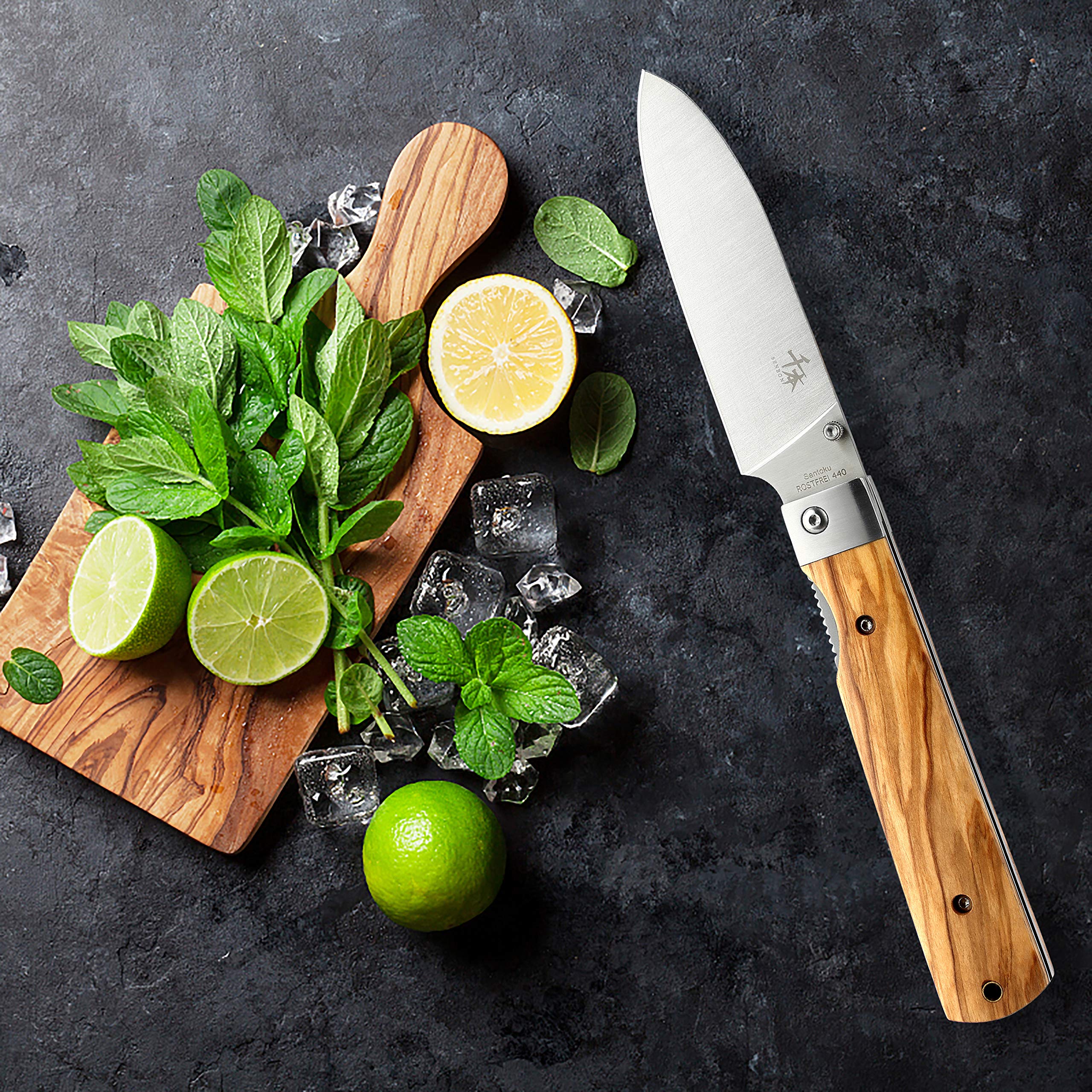 Hoja de 4.4 pulgadas de SENBON, multiuso para cocina y camping.