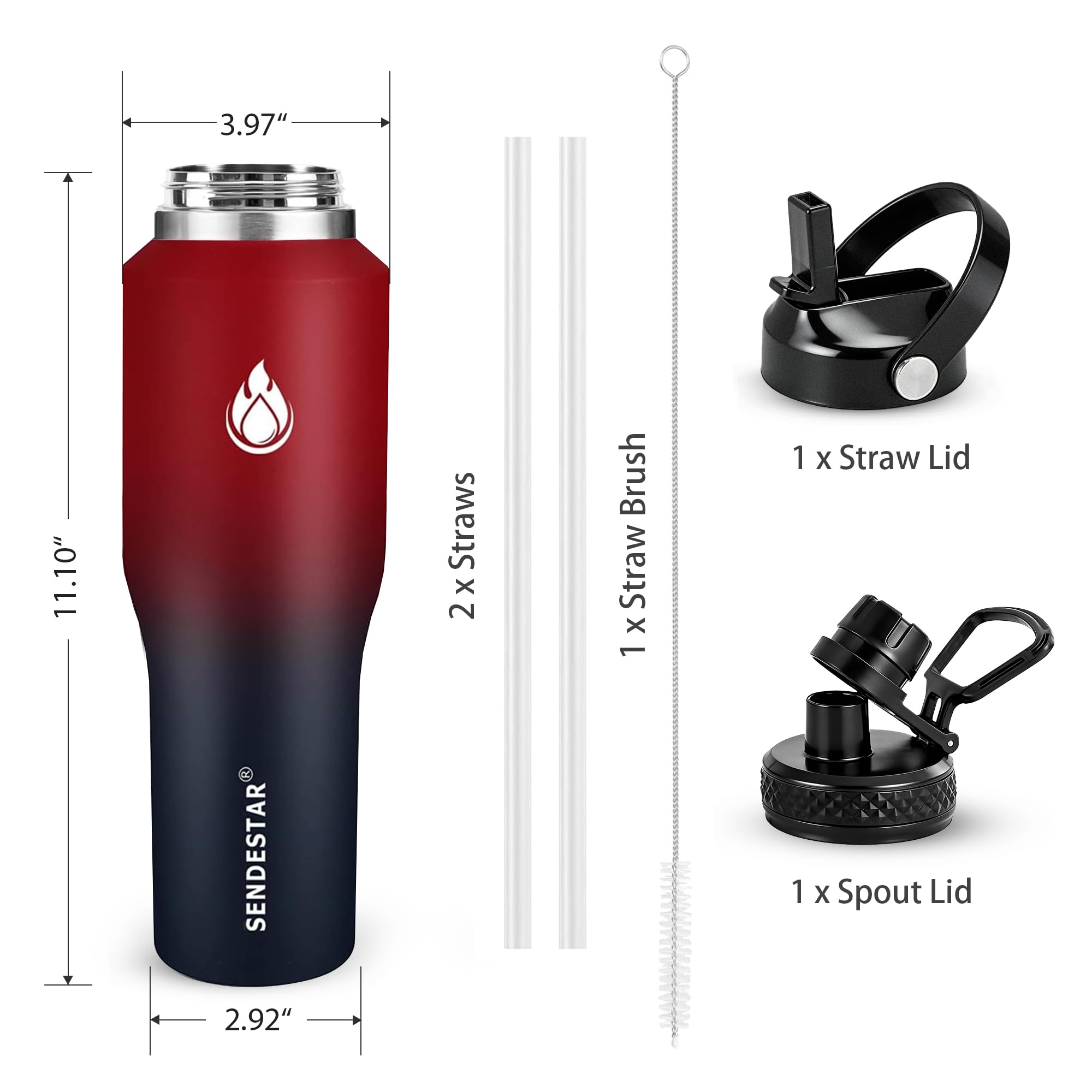 SENDESTAR 40 oz recubrimiento antideslizante para agarre seguro.