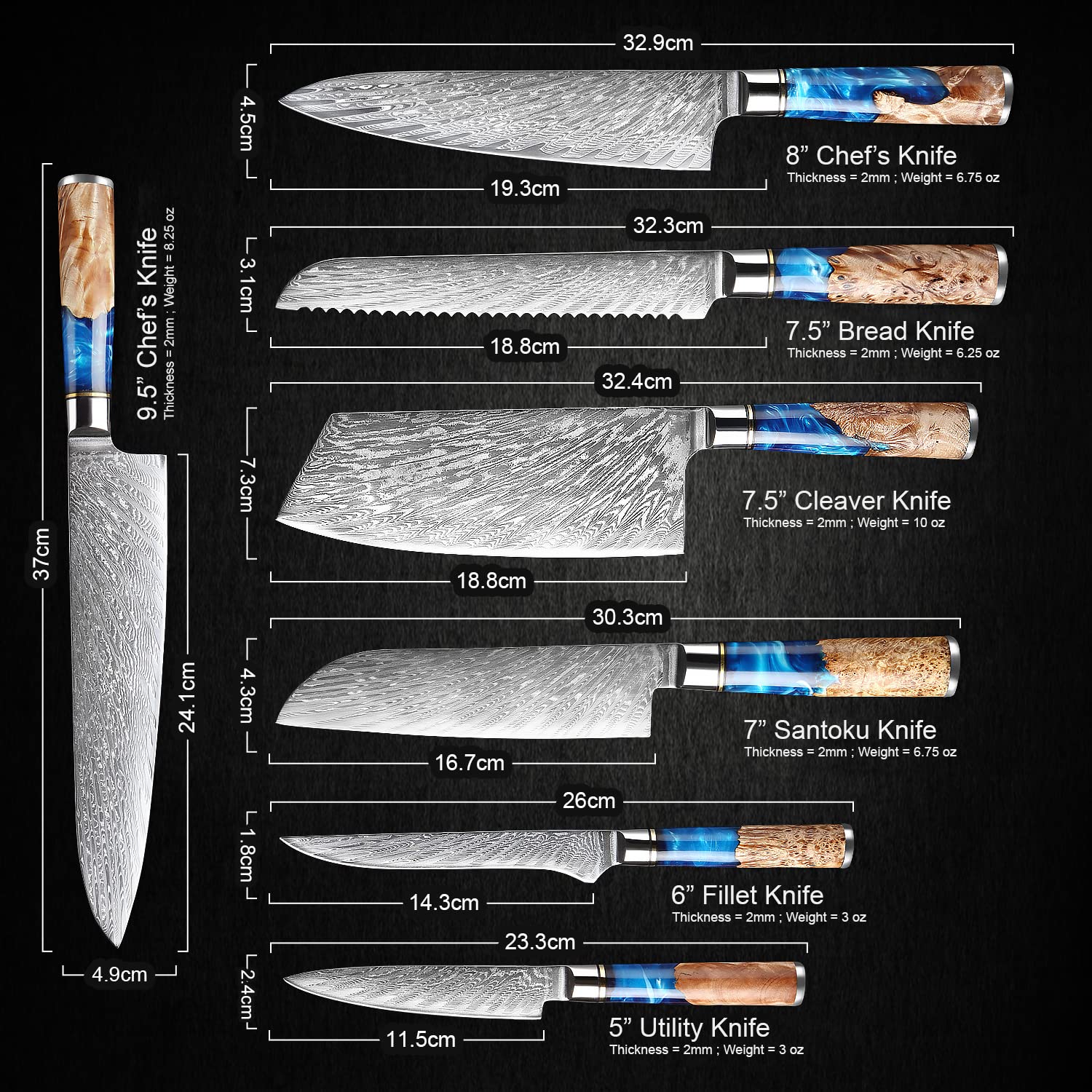 Cuchillo santoku Senken Tsunami, ideal para picar y cortar