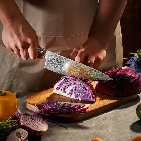 Senken Cuchillos, hoja damasco 67 capas para cortes precisos y duraderos.