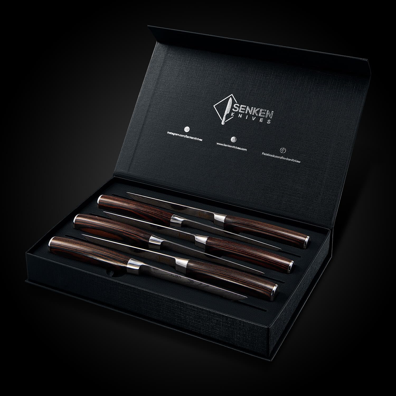 Senken Knives acabado damasco de acero al carbono