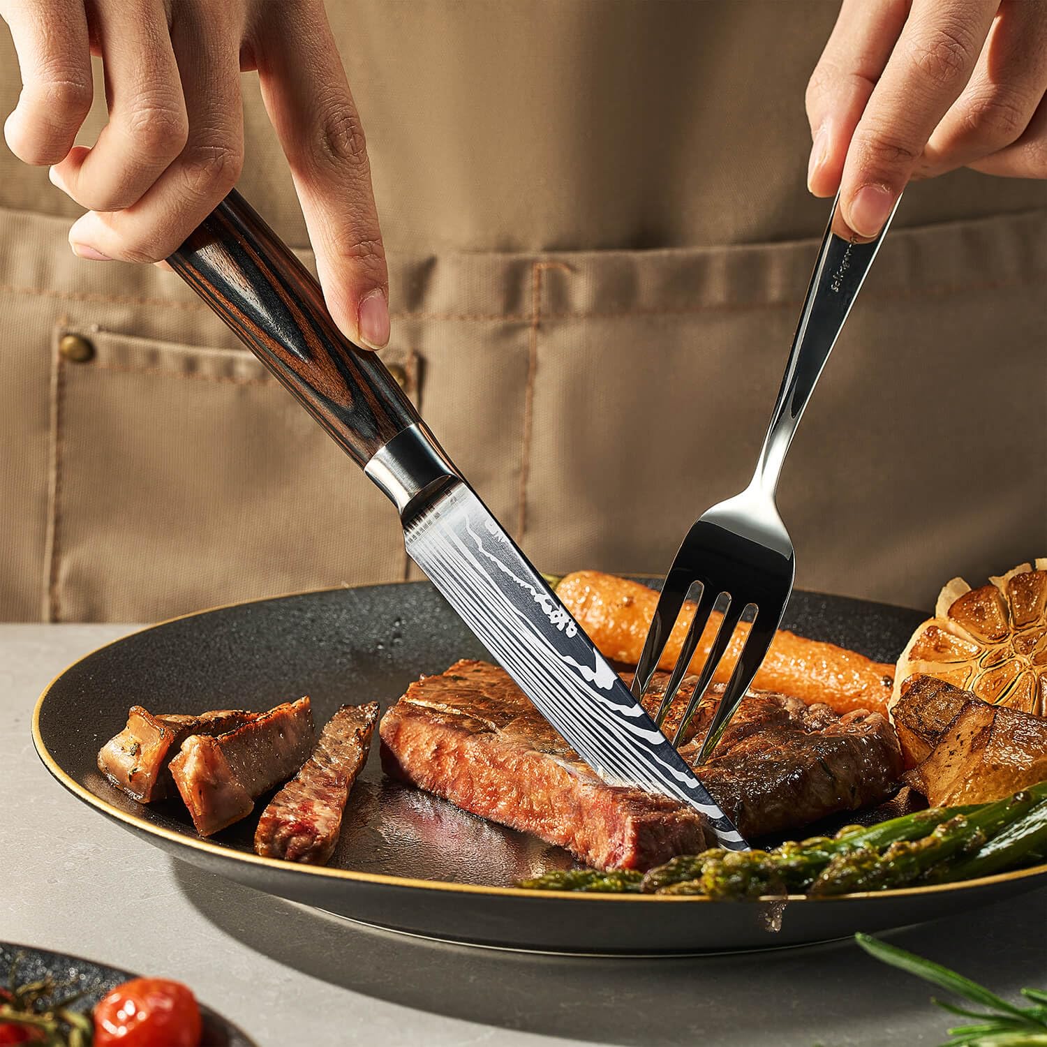 Senken Knives mango de madera pakkawood ergonómico