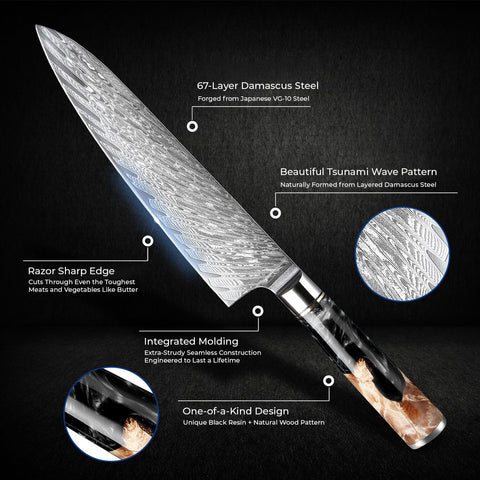 Senken Tsunami: cuchillo chef primer afilado para cortes finos.