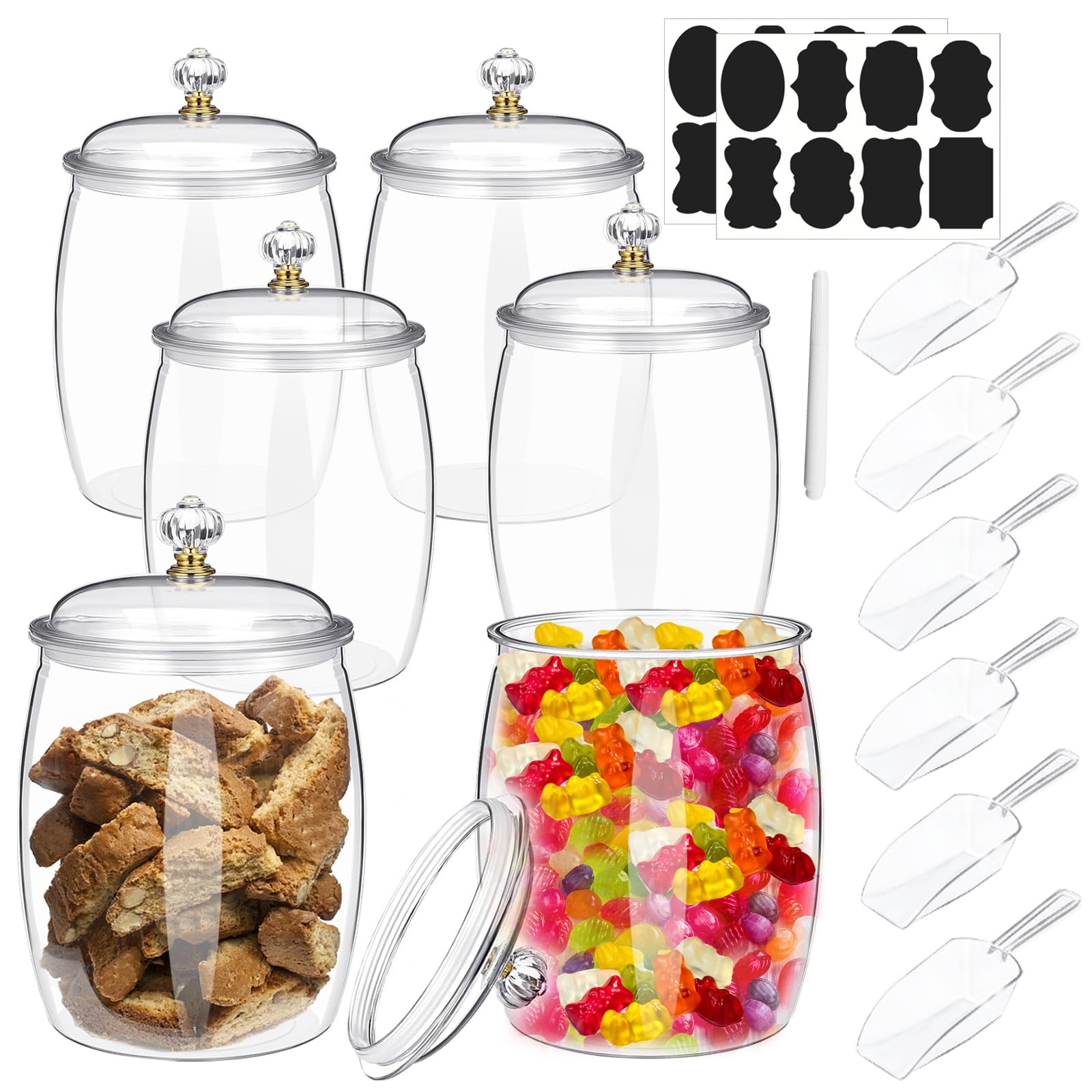 SENONAPO jarras de plástico con tapas para dulces y bocadillos.