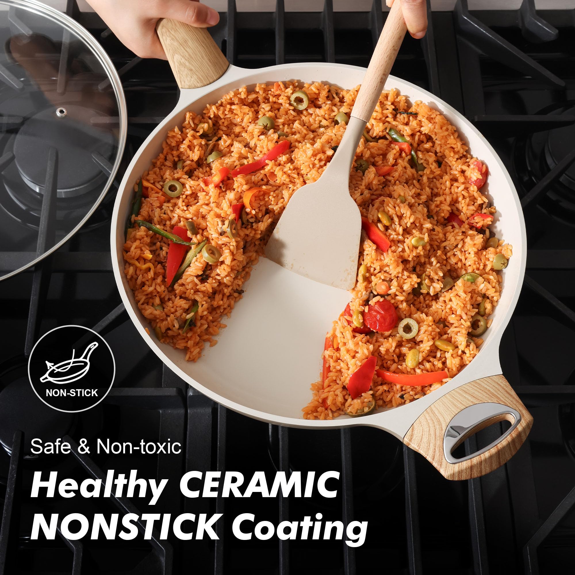 SENSARTE asa resistente al calor con diseño ergonómico para agarre cómodo.