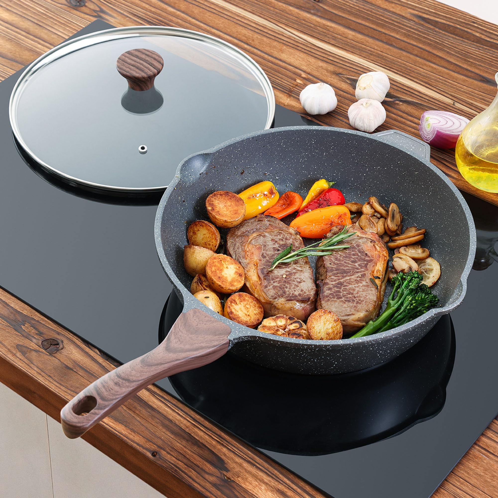 SENSARTE Capacidad 4.3 Qt y diámetro de 11 pulgadas para porciones generosas.