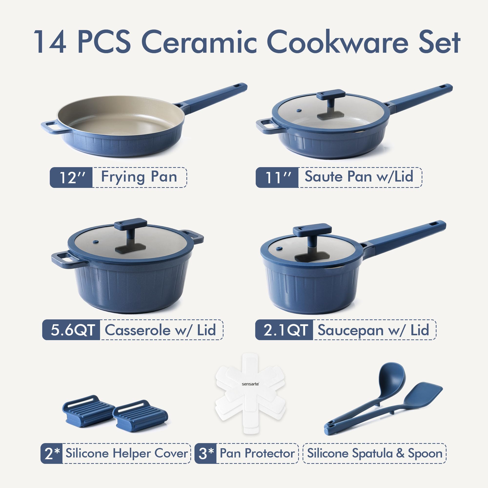 SENSARTE cazo de 2 1/2 cuartos con tapa para hervir y emulsionar