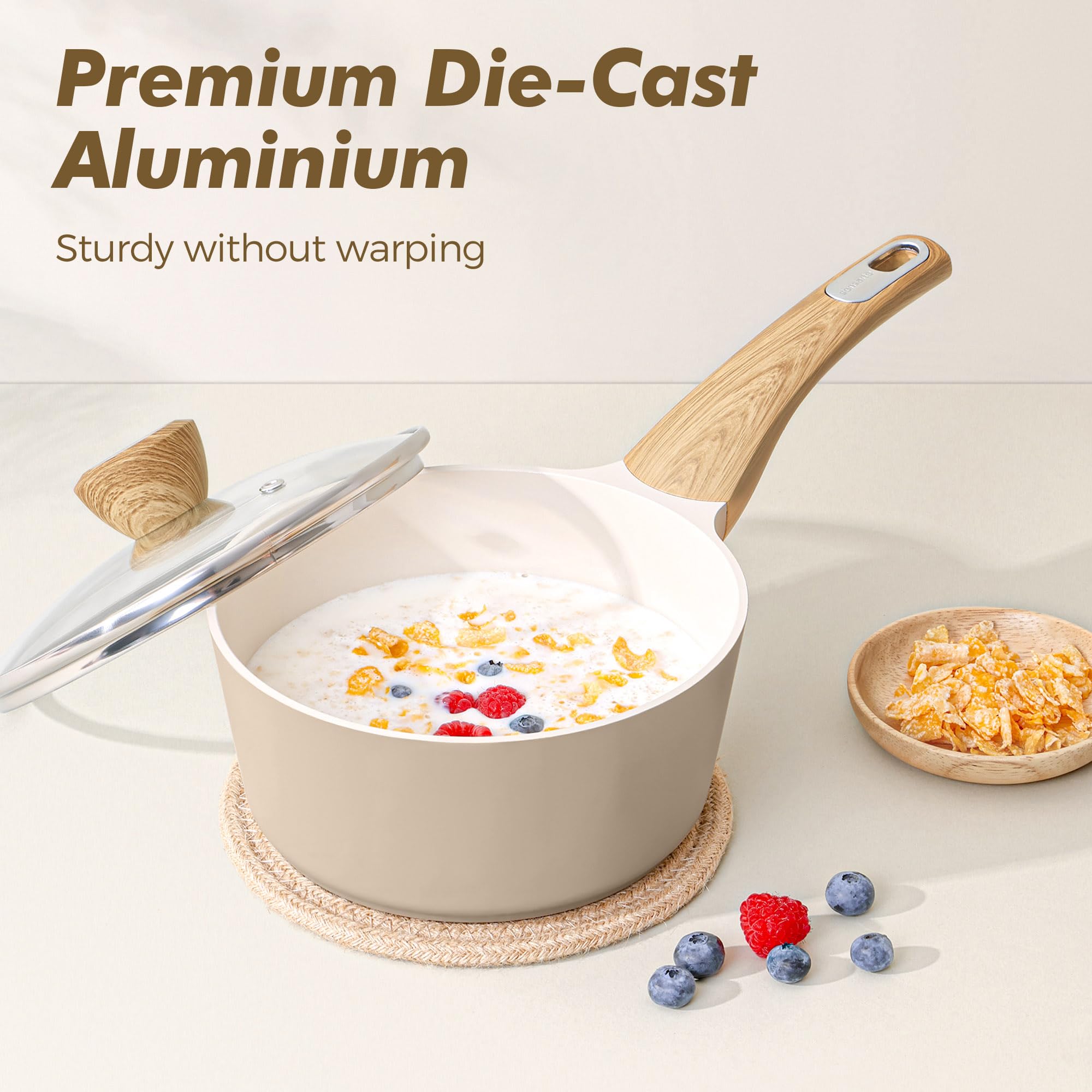 Cazo SENSARTE 2.5 Qt con tapa para guisos familiares.