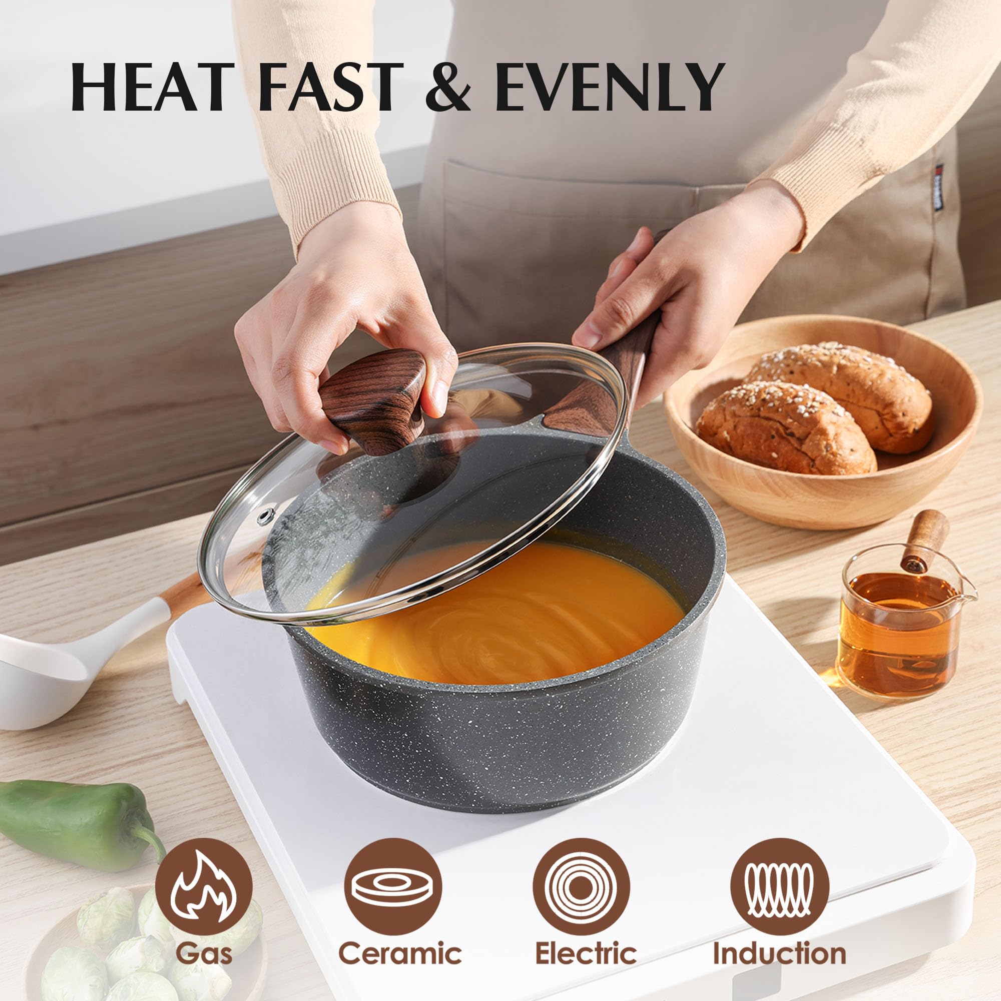 SENSARTE cazuela 4,5 qt con tapa: ideal para guisos familiares.