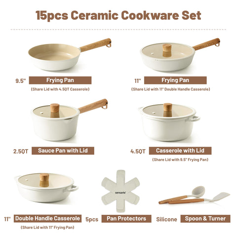 SENSARTE set ceramica 11 pulgadas sarten profunda: cocción uniforme con menos aceite