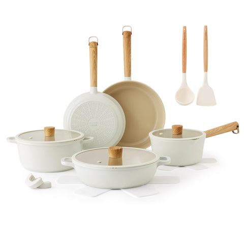 SENSARTE set ceramica 8 pulgadas sarten: antiadherente seguro para saltear diario