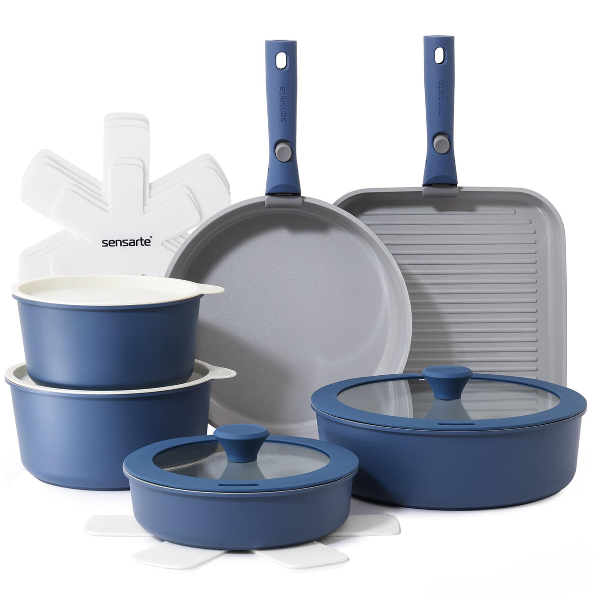 Conjunto SENSARTE de ollas cerámicas 17 piezas para cocinar con poco aceite