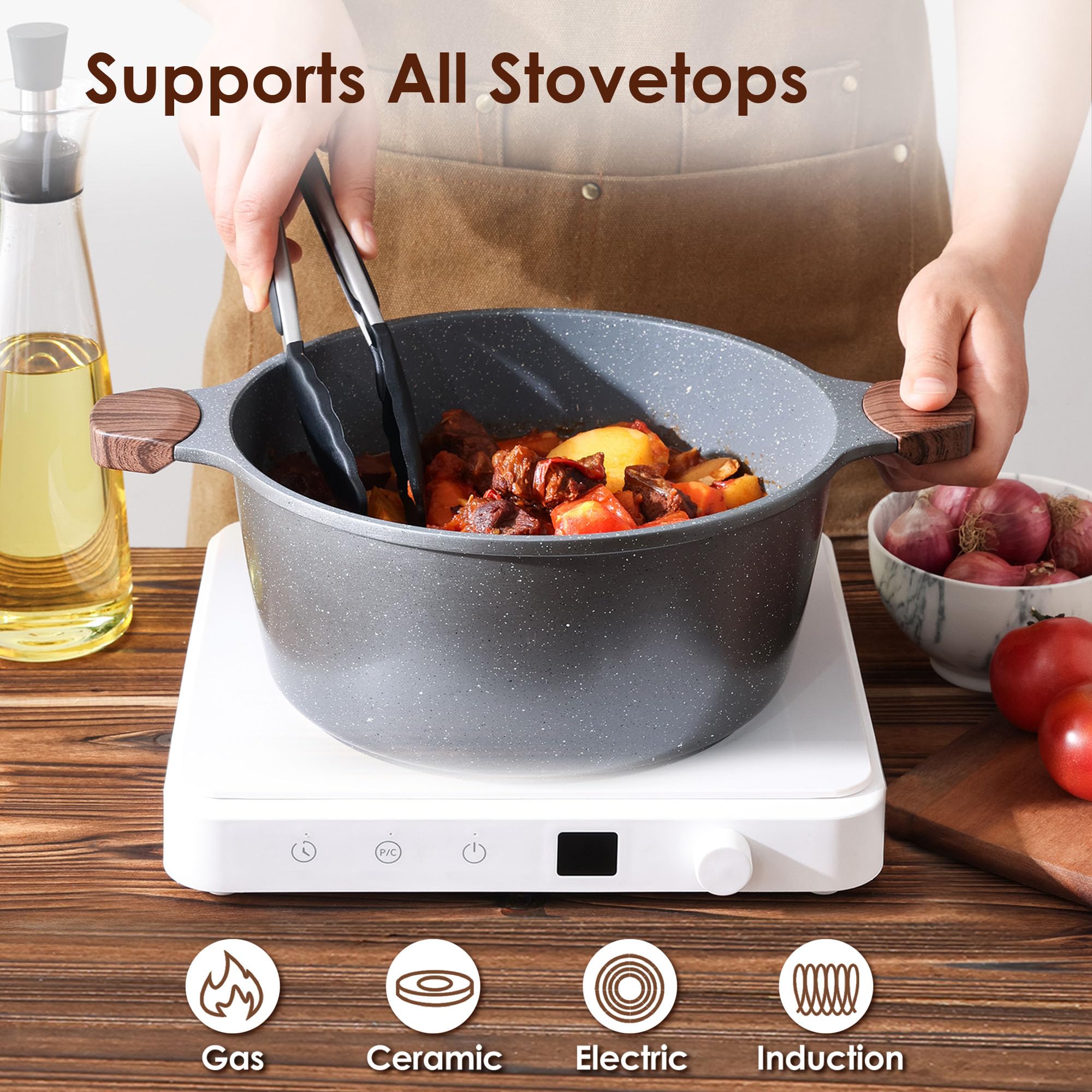 Olla SENSARTE ligera y estable, fácil de transportar de la cocina a la mesa.