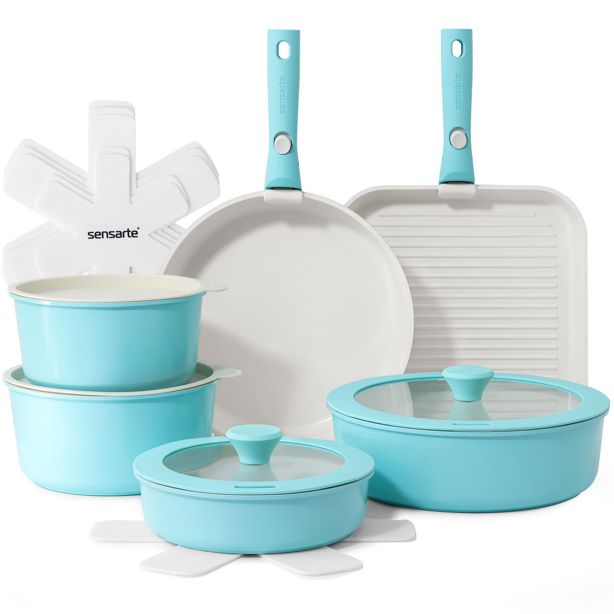 Conjunto SENSARTE 17 piezas de cerámica para cocinar con distribución uniforme del calor.