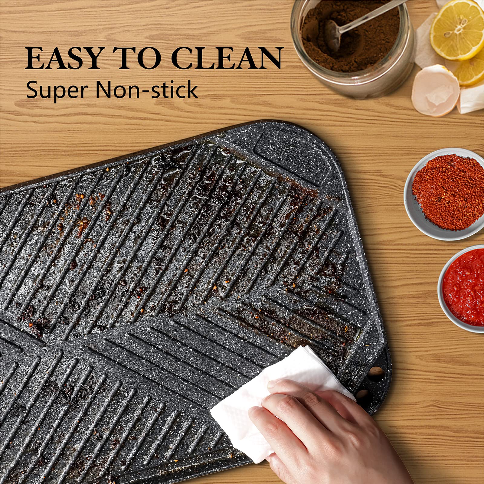 Plancha ligera SENSARTE, ideal para dos quemadores y manejo cómodo