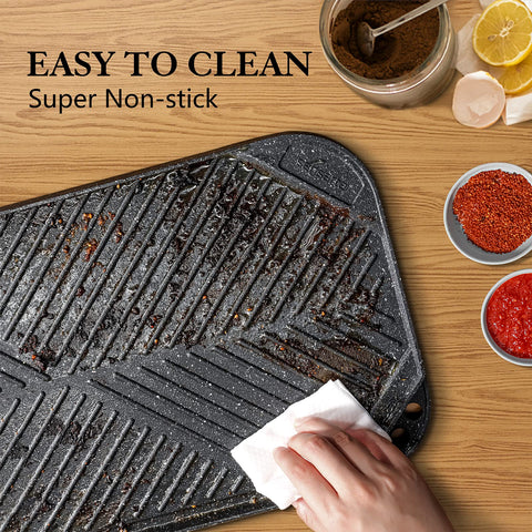 Plancha ligera SENSARTE, ideal para dos quemadores y manejo cómodo