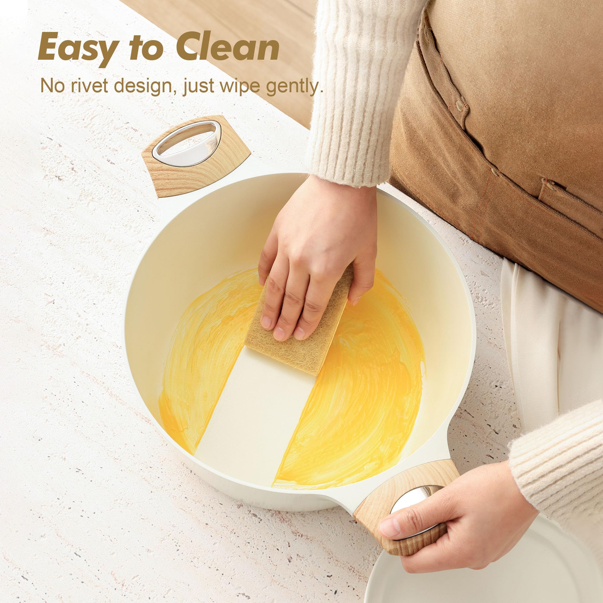 Mango bakelita estilo madera de la olla SENSARTE para un manejo cómodo.