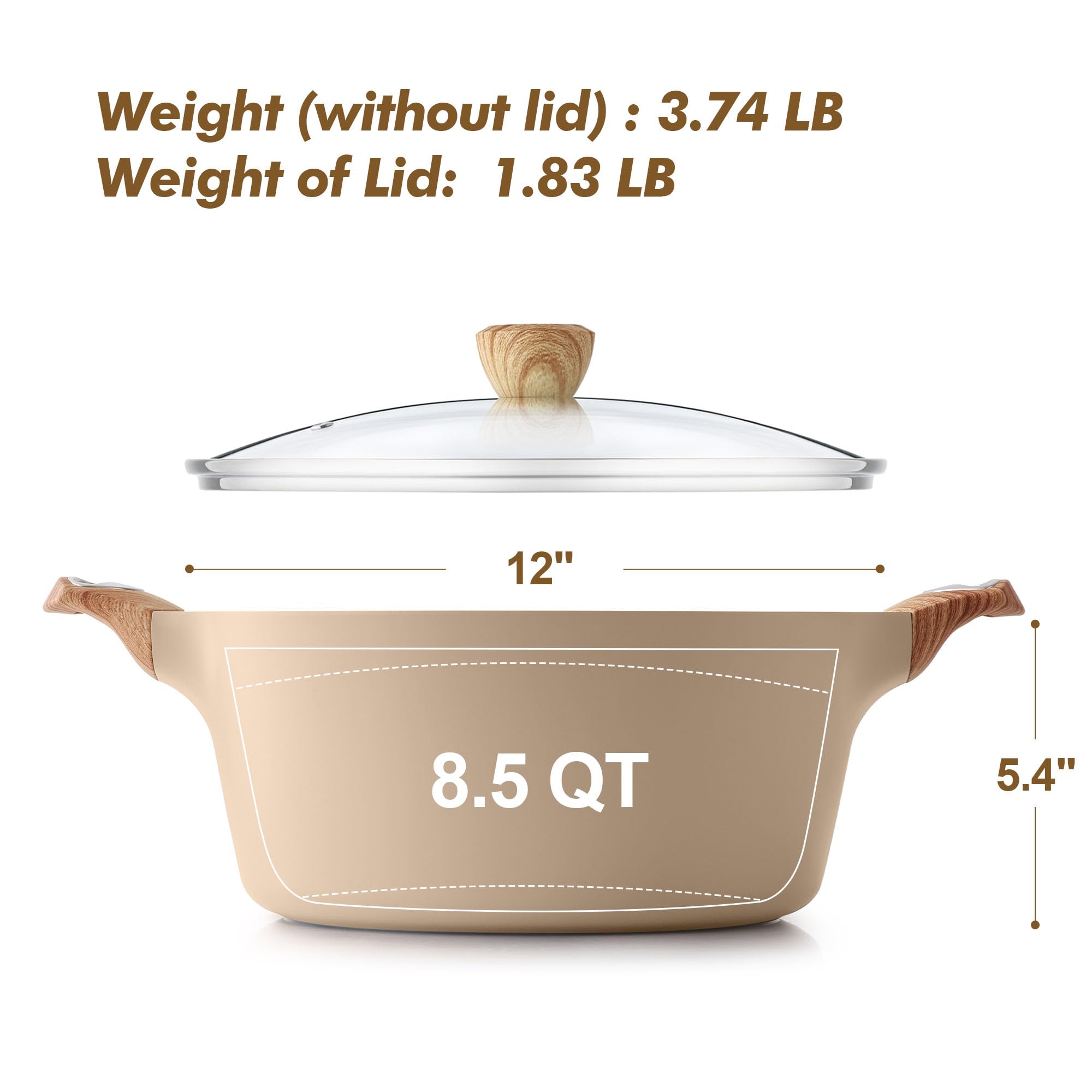 Mango ergonómico SENSARTE de madera para olla cerámica, manejo cómodo.