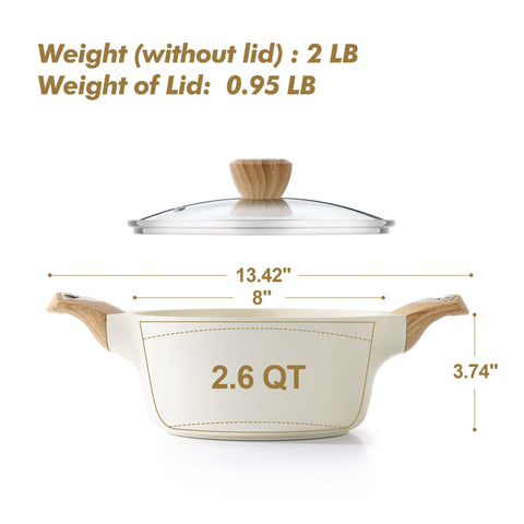 Olla SENSARTE disponible en tamaños 2.6 a 8.5 qt para distintas recetas.