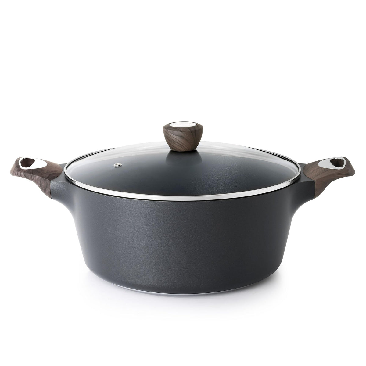 SENSARTE Olla de caldo antiadherente con tapa de vidrio para cocción saludable.
