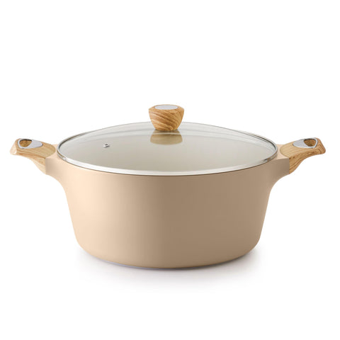 Olla SENSARTE cerámica sin teflón 2.6 qt con tapa, ideal para caldos y guisos.