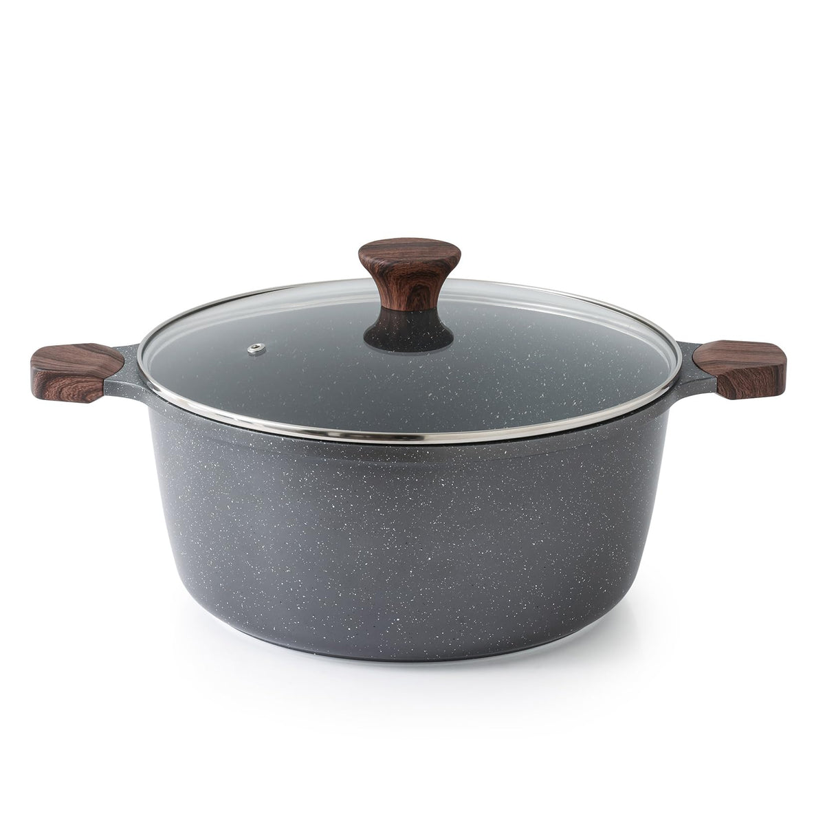 Olla SENSARTE gris con tapa de 7 qt, ideal para guisos caseros.