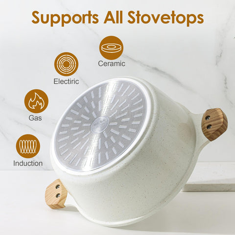 Olla Sensarte material cerámico reciclado reduce emisiones y cocina de forma limpia.