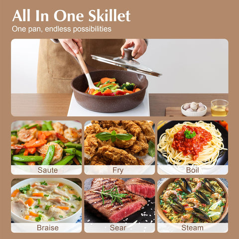 SENSARTE Revestimiento de granito 5X antiadherente para cocinar con menos aceite.