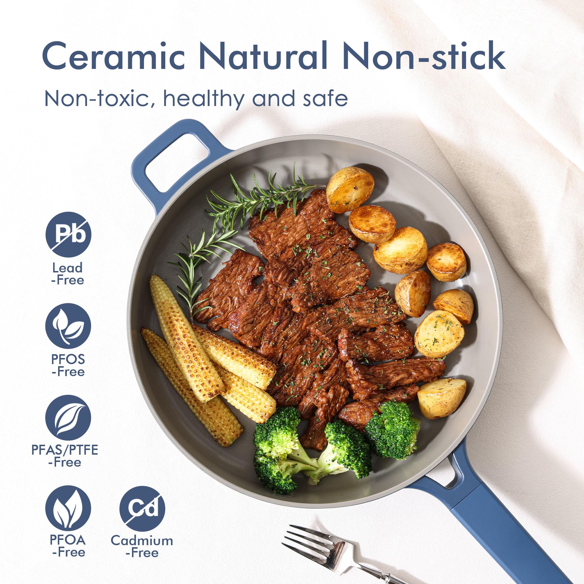 SENSARTE sartén de 11 pulgadas con tapa para dorar y sellar sabores