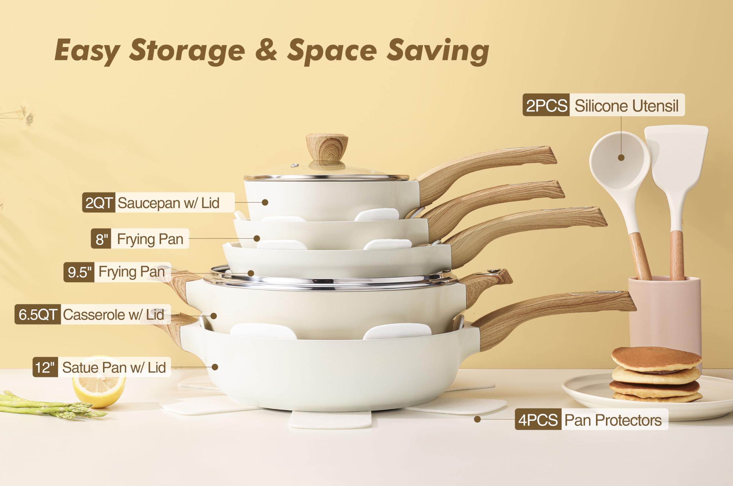 SENSARTE sarten 9.5 pulgadas ceramico, cocinado uniforme con menos aceite
