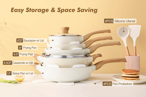 SENSARTE sarten 9.5 pulgadas ceramico, cocinado uniforme con menos aceite