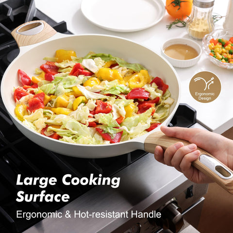 SENSARTE sartén cerámica 12-5 pulgadas base apta para inducción en todas las cocinas.
