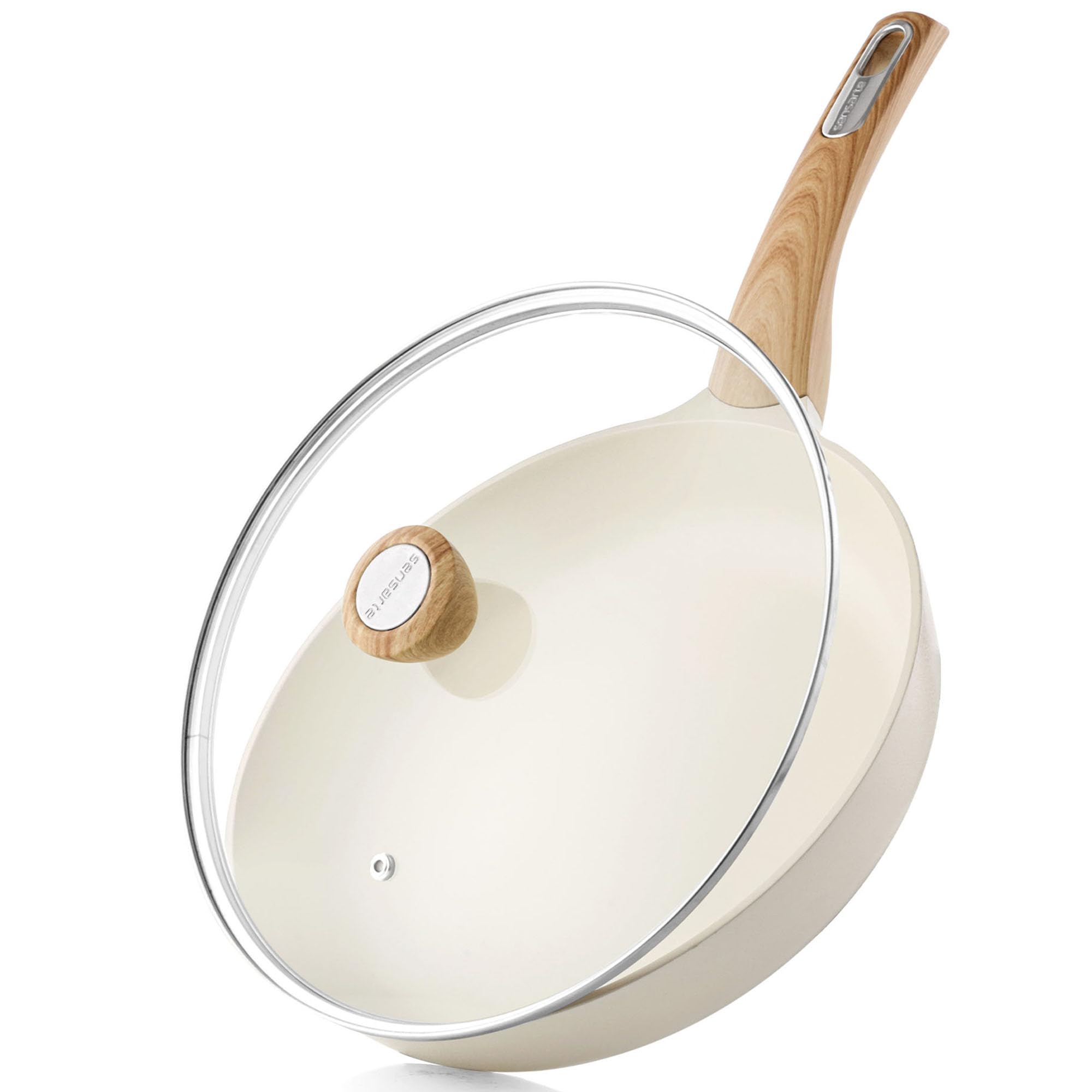 SENSARTE sartén cerámica 8 pulgadas con tapa, ideal para tortilla francesa