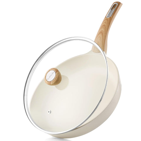 SENSARTE sartén cerámica 8 pulgadas con tapa, ideal para tortilla francesa
