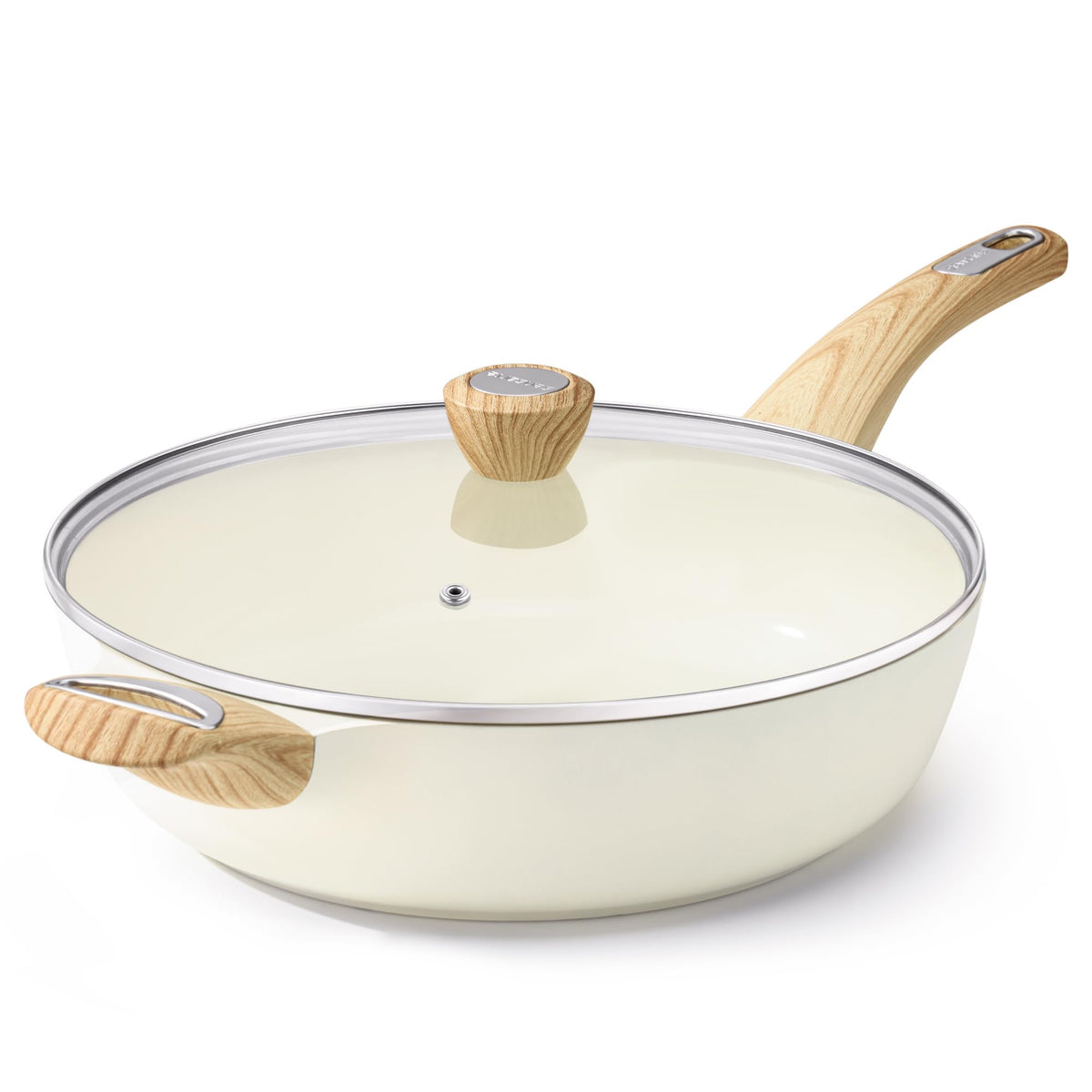 SENSARTE sartén cerámica antiadherente con tapa, vista frontal para cocina cotidiana