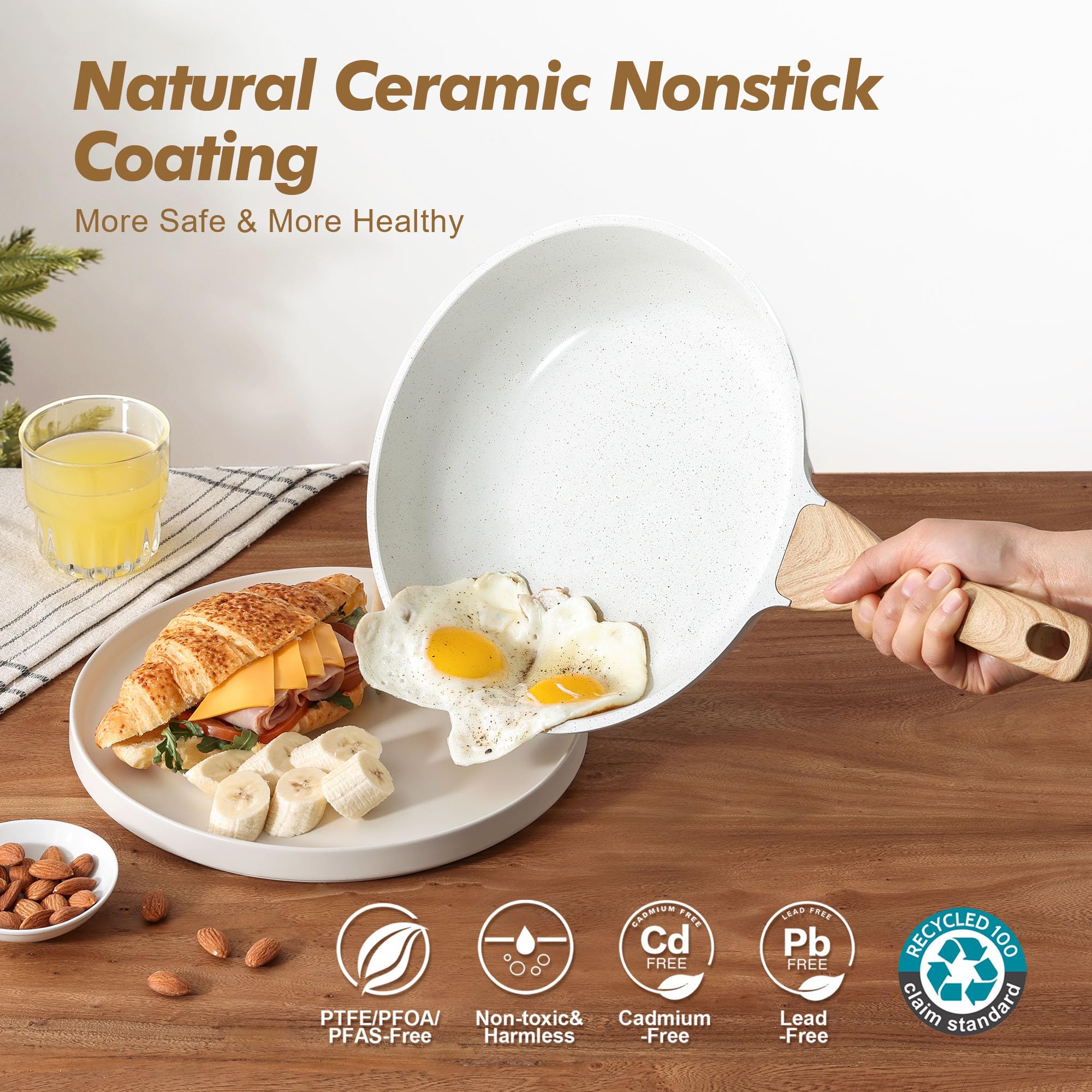 SENSARTE sartén cerámica antiadherente con mango ergonómico para cocinar