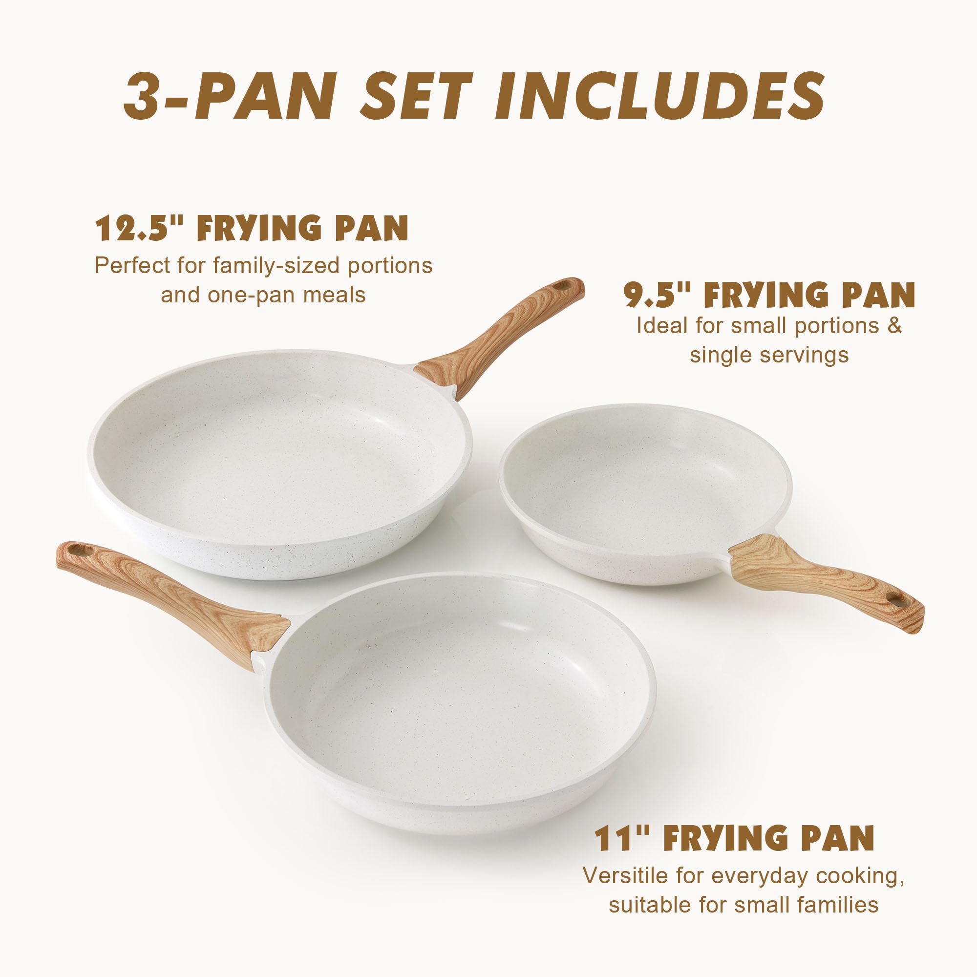 SENSARTE Sarten ceramica blanca de 11 pulgadas ideal para saltear verduras con poco aceite